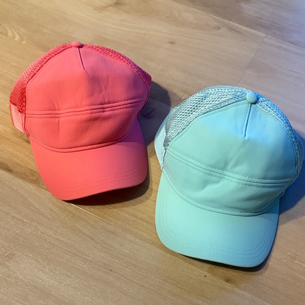 lululemon athletica Coral and Mint Caps